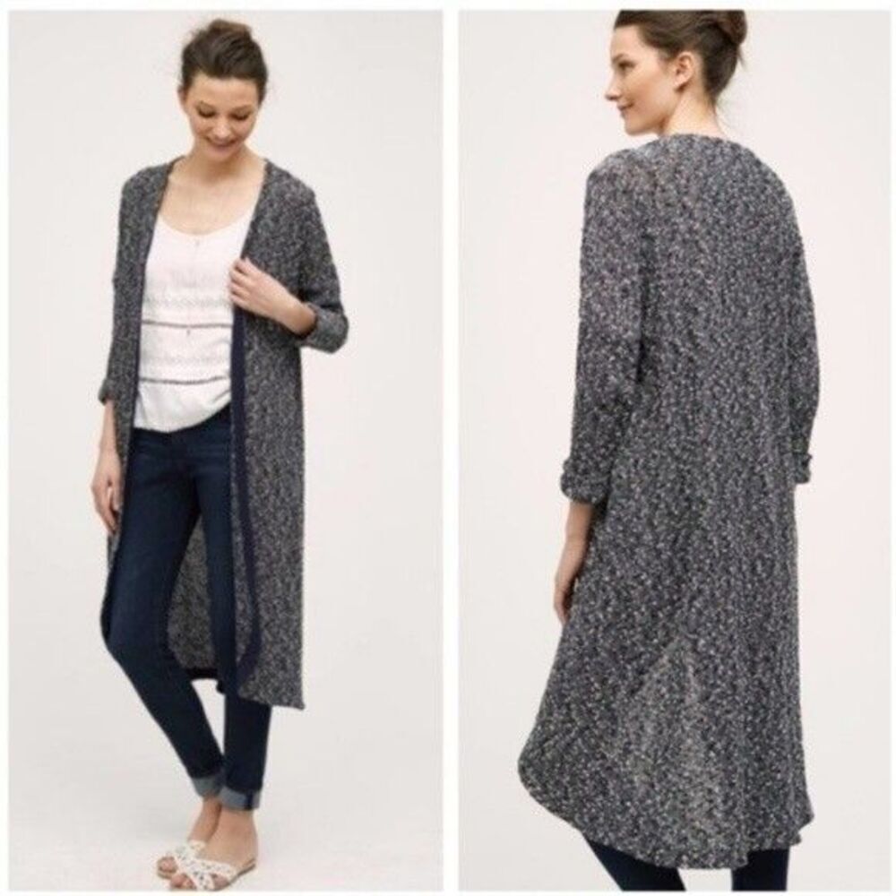 DOLAN Left Coast Collection Blue/White "Oak Street Duster" Long Sweater SZ XS